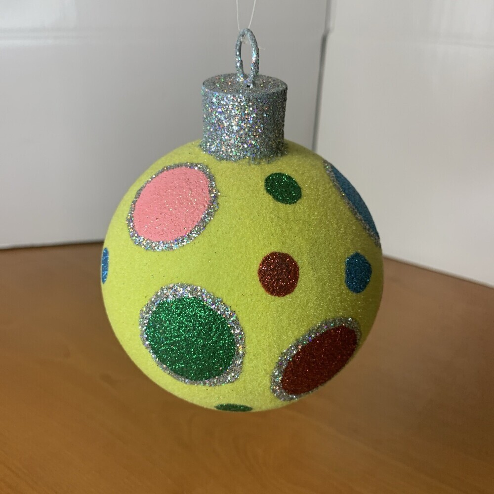 Raz Snowdoodles Christmas Ball 4” Green Multicolored